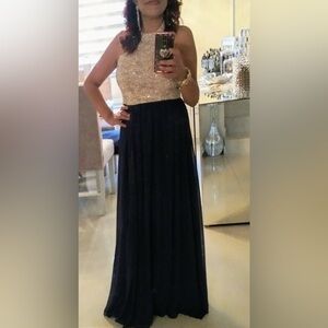 Xtraordinary Gold and Navy Blue Maxi Dress